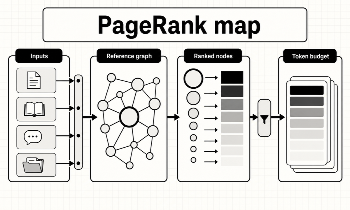 Aider가 정의, 참조, 사용자 언급, 채팅 파일을 PageRank 점수가 매겨진 레포 맵으로 바꾼다